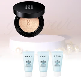 Hera Black Cushion Original 15g 21N1 Vanilla + Hera Multi-Defense Fresh Sun Cream 45ml (3 pieces of 15ml) Set / 헤라 블랙 쿠션 본품 15g 21N1 바닐라+헤라 멀티디펜스 프레쉬 선크림 45ml (15ml 3개) 구성 세트
