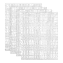 4 Pieces Plastic Mesh Canvas Sheets, 11.8×7.9inch Plastic Needlepoint Canvas, Fursuit Eye Mesh for Crafts DIY, Knit Crochet Projects for Embroidery(White)