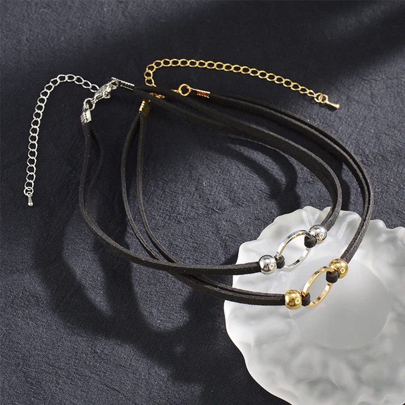 Deelfel Women's Choker, Black, Choker Ring, Round, Circular Choker, Collar,