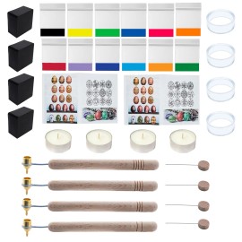 BESTPYSANKY 4 Kistka Pens, 12 Dyes, 4 Beeswax, 4 Stands, 4 Wires, 4 ... 34 Pcs Craft DIY Set