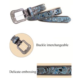 TOPACC Western Belts for Woman Men Cowboy Belt Cowgirl Bohemian Floral Tooled Belt for Jeans Pants Country Concert Outfit