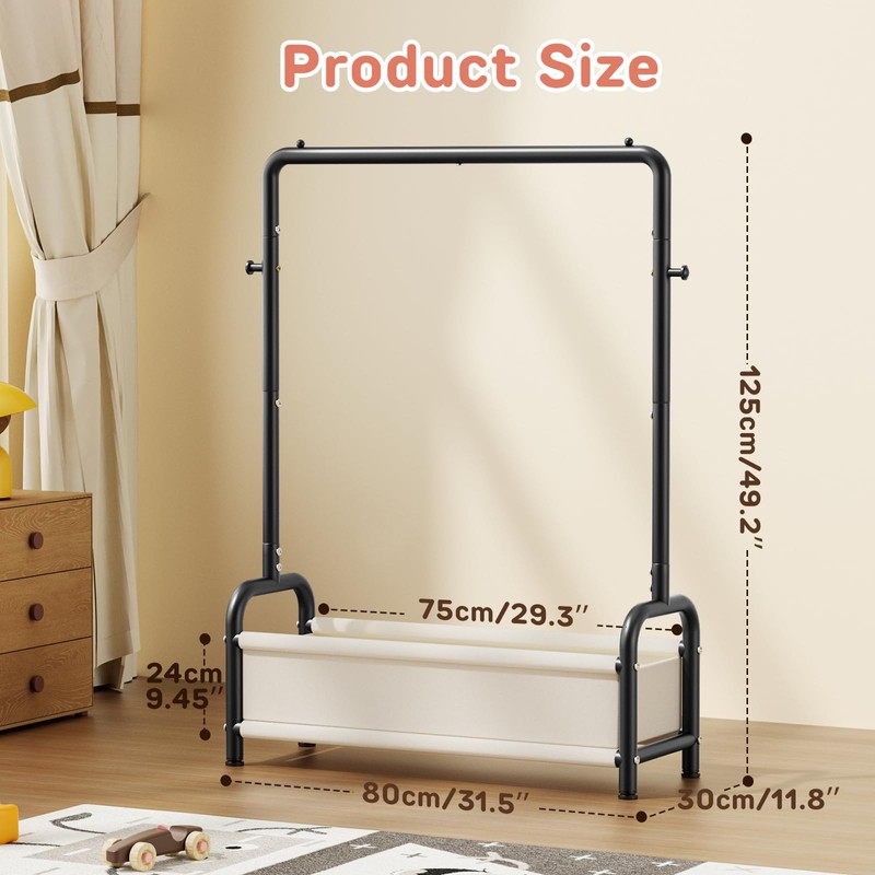 ZHKINGGS Kids Clothing Rack with Storage Shelf, Kids Dress Up