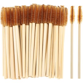 100 varitas de rímel desechables, brocha de bambú para extensiones de pestañas, cepillos de cejas con bobina, kits de maquillaje aplicador de varita de pestañas, color café