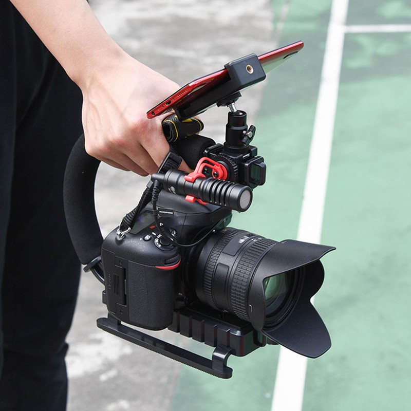 Handheld Camera Stabilizer Grip, Universal U Shaped Handle Works with