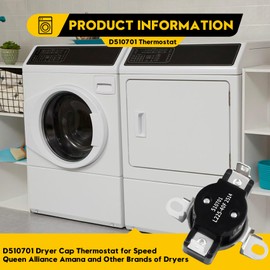 D510701 High Limit Thermostat Compatible with Speed Queen, Alliance, Amana and Other Brands of Dryers, washer limit thermostat Replaces AP6285126 510701 61210 62461 62641 PS17001072 504537,D515873