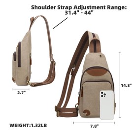 KL928 Canvas Sling Bag Crossbody Backpack Shoulder Casual Rucksack for Men Women