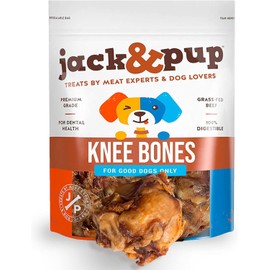 Jack&Pup Beef Bones, Knee Cap for Dogs, Long Lasting Natural Dog Bones, Beef Bone Knee Caps for Large Dogs. (2 Pack)