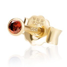 NKlaus Single 2.0 mm 333 Yellow Gold 8 K Stud Earrings Third Ear Studs Replacement Earrings Single Stud Zircon Butterfly Clasp Women Girls, Yellow Gold, Zircon