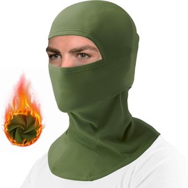Men's cold weather balaclava, ski mask, windproof warm winter scarf mask, women's cycling neck warmer hood - Color: Deep Green, Size: One Size