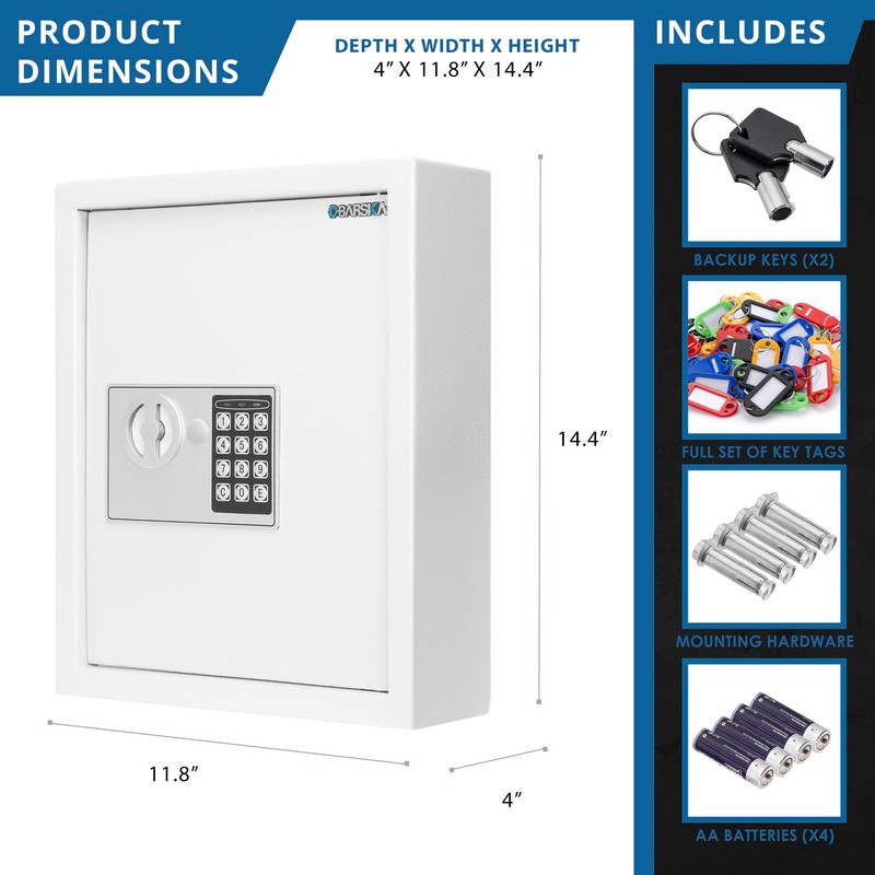 Barska 40-Key Digital Wall Mount Key Cabinet – Electronic Lock