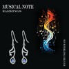 Music Note Drop Earrings 925 Sterling Silver blue heart Cubic