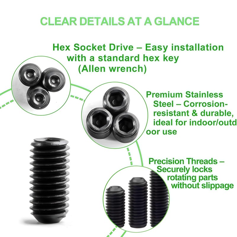Zmbroll 690Pcs Black Set Screws Metric M3M4M5M6M8 Allen Head Socket