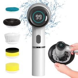 Electric Cleaning Brush, Rotating Brush, Bath Polisher, Bath Cleaning, Bathroom Cleaning Brush, Turbo Pro, Two Rotation Modes, LED Remaining Indication, Cordless