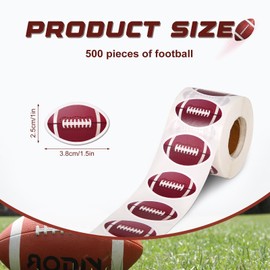 500 Pcs Football Sticker Labels, Waterproof Rugby Stickers Sports Water Bottle Reward Stickers Football Roll Scrapbook Decals for Kids Football Themed Party Decoration Gifts