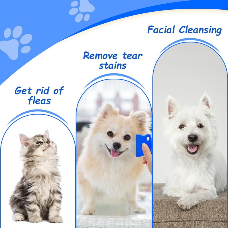 Professional Eye Comb for Pets, Stainless Steel Tear Stain Remover，4