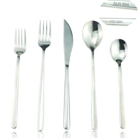 JASHII Mirror Polished Silver 30-Piece SUS304 Stainless Steel Flatware Set,Silverware Set Dinner Knife Fork Spoon Dessert Fork Salad Spoon Service for 6