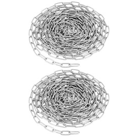 QWORK® 2 Pack Galvanized Steel Chain - Ø 2 mm - 5 m - for Clothsline Garage Fence Bicycle Security Lock Dog Lead DIY Decoration
