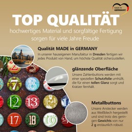 24 Advent Calendar Buttons: Colourful, Numbered Badges (Diameter 25 mm) with Bow Needle for DIY Christmas Calendars and Decorating, Metal Pins / Stickers (25 mm)