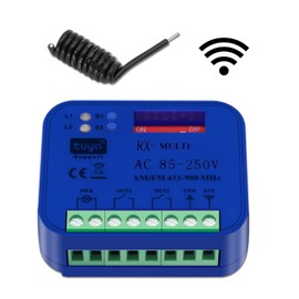 Universal Garage Door Receiver 85-250V, Multi Frequency 433-900MHz, Garage Door Relay Module, Universal RX Mutil Receiver for 45 Garage Door Remotes, 2.4GHz WiFi Connection