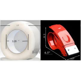 Mixbird Heavy Duty Clear Packing Tape for Moving and Shipping, Total 350 Yds with One Metal Dispenser,One Roll 2 '' x 175 Yds, 2 Tape Rolls