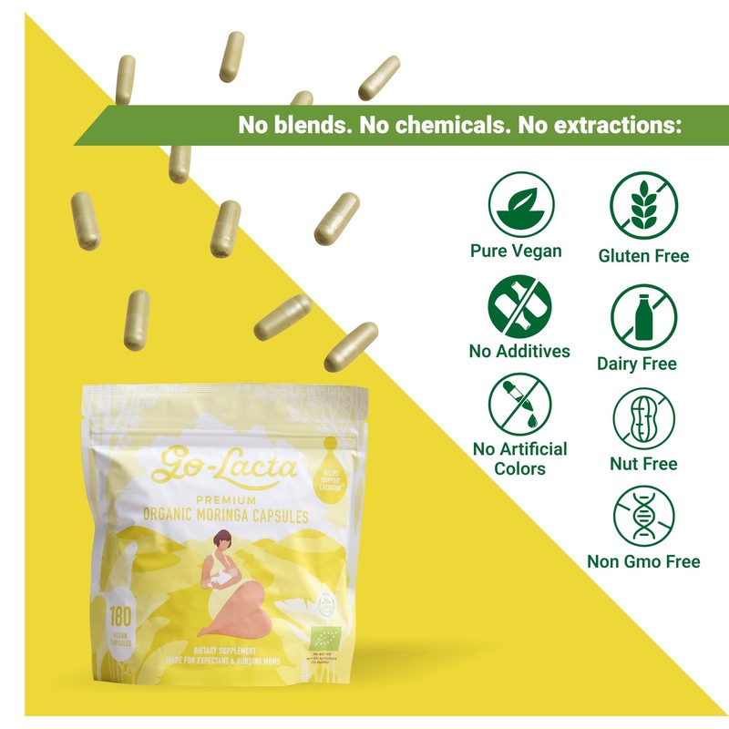 Go-Lacta 100% Organic Premium Moringa Capsules for Breastfeeding - Build
