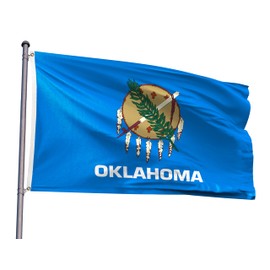 Oklahoma State Flag 2x3FT OK Flag Polyester Vivid Color Fade Resistant With 2 Brass Grommets For Oklahoma Themed Festival Events Party Decoration Indoor Outdoor (OK, 2x3FT)