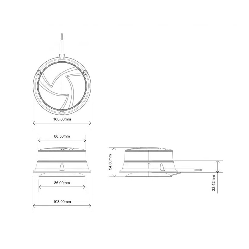 MelTruck Orange LED beacon warning light magnet 12 V 24