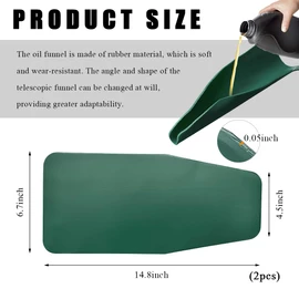 JUSTTOP 2 PCS Flexible Draining Oil Funnel, 14.76×6.7 Inch Reusable Foldable Oil Change Guide Funnel, Spill-Free Draining Tool Oil Funnel for Car Truck Motorcycle, Car Accessories (Green)