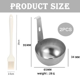 2 PCS Poached Egg Pan+1 Brush, Egg Poacher, Egg Poaching Pan,Hang Ear Egg Boiler Poached Egg Maker Non-Stick Hang Ear Egg Boiler Egg Rings for Perfect Eggs, Easy-to-Use Kitchen Tool for Cooking