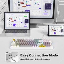 Meidosa AK96 Smart Mechanical Keyboard Gaming, 96 Keys Full Size with LED Colorful Backlit, Clicky Creamy Sounding, USB Wired Computer Keyboard with Volume Knob for PC, Mac, Windows(Grey)