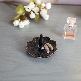 RUIMIC Ceramic Black Mandala Jewelry Holder Decorative Ring Holder/Trinket Tray Birthday Valentine's Engagement Wedding Gifts for Women Her