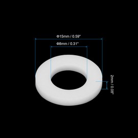 PATIKIL Flat Washers, 50 Pcs 15mm OD 8mm ID 2mm Thickness PTFE Seal Washers Flange Gasket Sealing Gasket for Faucet Pipe Water Hose