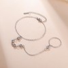 Amaxer Trendy Clear Zircon Hand Chain Bracelet for Women Stainless