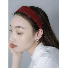 ZOONAI Velvet Wide Headband With Velvet Scrunchies for Women Girls, Fashion No Slip Hairband Elastic Hair Ponytail Holder Hair Tie (Solid Color-Black, One Size)