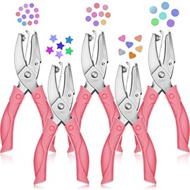 5 Pieces Handheld Hole Paper Punch Metal Single Hole Paper Punch Small Mini Tiny Shaped Puncher Small Punch Puncher for Tags Clothing Ticket, 3 Shapes