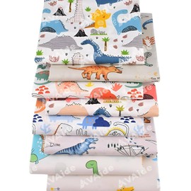 CraftsFabrics 100% Cotton Dinosaur Animal Cartoons Printed Cotton Fabric Curtain Breathable Fat Quarter Fabric Bundle Width 40x50cm Ideal for Crafting, Quilting, and Patchwork