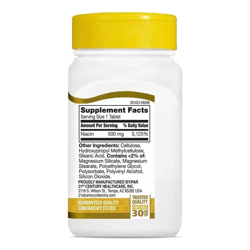 Niacina Vitamina B3 Premium 500 Mg 100 Tabletas