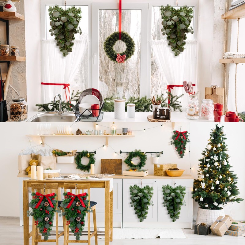 Zomiboo 8 Pcs Christmas Greenery Swag with Eucalyptus Mixed Pine