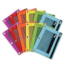 Blue Summit Supplies Pencil Pouches, Bulk Pencil Pouch 12 Pack in Assorted Colors for Storing School Supplies, Writing Utensils, and More, Cloth Zipper Pouches for 3 Ring Binders, 12 Count