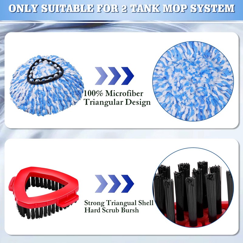 4-Pack Microfiber Spin Mop Head Replacements - Compatible with Oceda