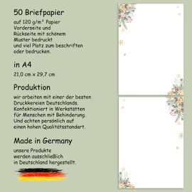 Christmas Letter Paper / Envelope Set with Green Branches and Stars Printed 2 Sides A4 120 g/m² C6 80 g/m² from 10 to 50 Sheets with Envelopes (50 Writing Paper without Envelopes)