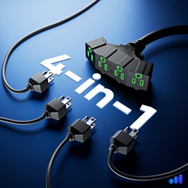 Maximm 10/3 SJTW Extension Cord 30 Feet, 10AWG Black, ETL Listed, 3 Prong Plug 4-Outlet Heavy Duty 15A, 1875W, 30ft