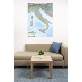 Large map of Italy with full lamination (wall map) 39 x 55 inches, Italian regions