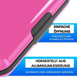Kartenetui Damen Herren 2 Stück Aluminium mit RFID-Schließsystem Betrugsbekämpfung Berührungslos Große Kapazität rosa