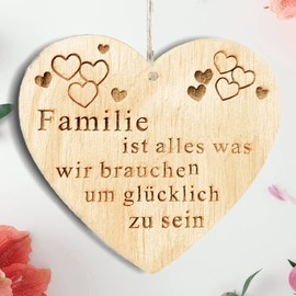 Family Heart Family is Everything We Need to Be Happy Sign Wooden Heart Sign 10 x 10 cm Saying Gift Wooden Gift A Gift for the Family