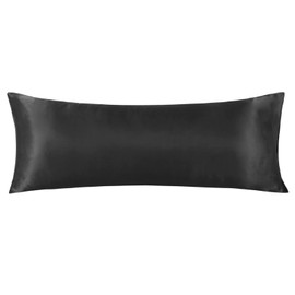 LCBD Satin Body Pillow Case for Hair and Skin, Black Silk Satin Body Pillowcase Cover, 20x54 Body Cooling Pillow Cover with Envelope Closure