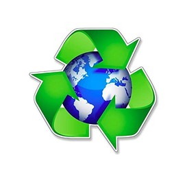 Recycle Logo Around The Earth Shaped Sticker (Green Decal Clean Planet Day)
