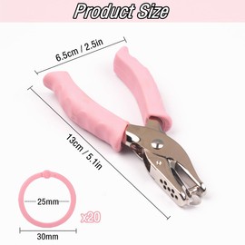 RuiChy Hole Punch, Hole Diameter 0.2 inches (6 mm), Metal Hole Punches, 20 Pieces, Card Ring, Loose Leaf Binder Ring, Can Punch Up to 8 Punches, Labor Saving, Hand Held, Single Hole, Paper Punch, DIY
