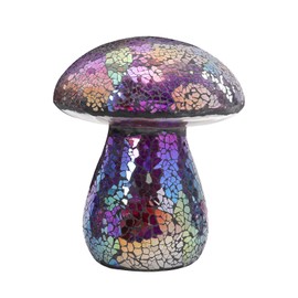 Bshine Mushroom Garden Statue Decoration, Colorful Mosaic Mushroom Sculptures Home Decor, Outdoor Waterproof Handmade Glass for Yard, Path, Lawn Ornaments, Purple
