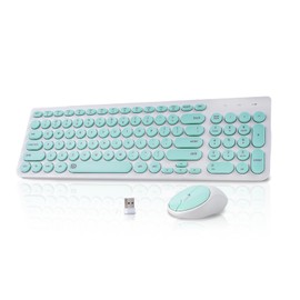 E-YOOSO XuanGui Creamy Wireless Keyboard and Mouse Combo,2.4GHz Ergonomic Design,1500 DPI Mouse,Silent Button Design, Intelligent Sleep Mode,for Mac OS/Windows PC Computer Laptop MacBook (Blue)